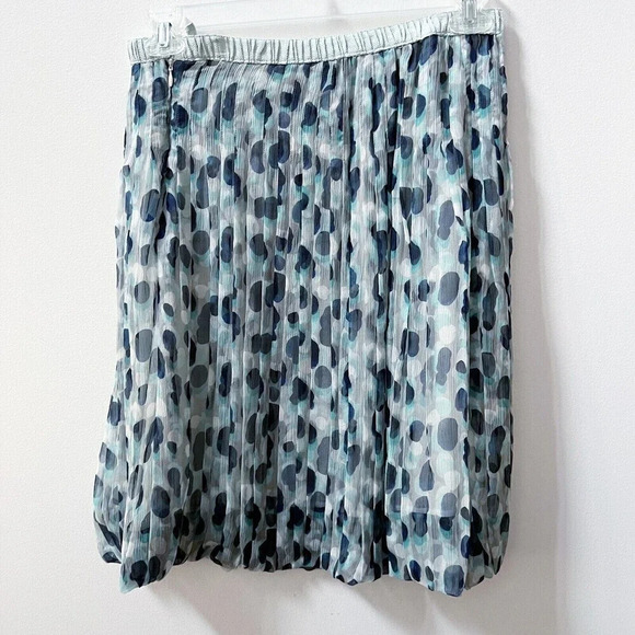 Ports Womens Silk Polka Dot Bubble Skirt Sz Medium Blue Gray Tulip - Picture 8 of 9
